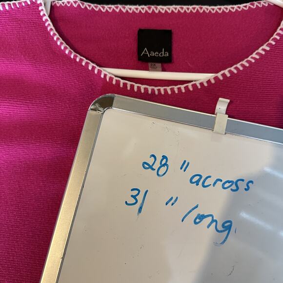 Aaeda Sweater Womens 2X Pink Pullover White Trim Stitch Dolman Sleeve Oversized - Picture 10 of 10